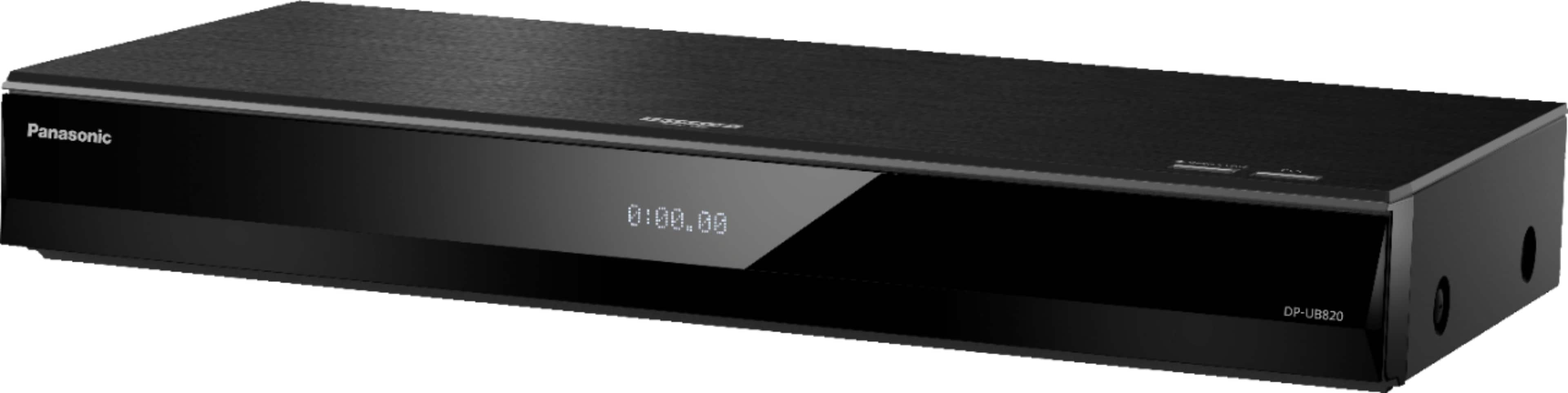 Left. Panasonic - Streaming 4K Ultra HD Hi-Res Audio with Dolby Vision 7.1 Channel DVD/CD/3D Wi-Fi Built-In Blu-Ray Player, DP-UB820-K - Black.