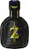 The image features a black headphone with a gold Z on it. The headphone is designed to resemble a video game controller, specifically a Nintendo Wii remote. The gold Z on the headphone is likely a reference to the popular video game series, The Legend of Zelda.