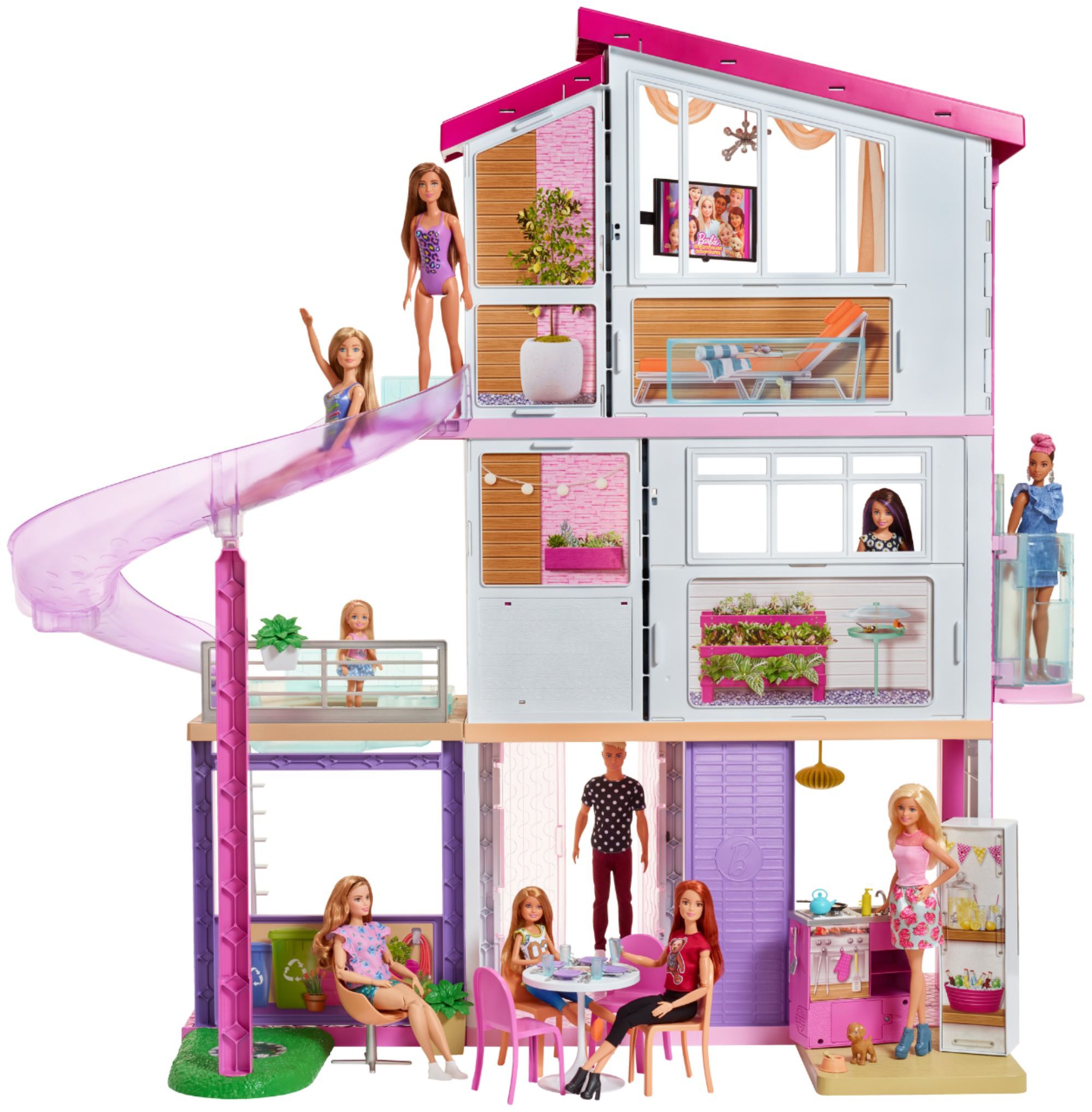Left View: Barbie - Dreamhouse - Pink