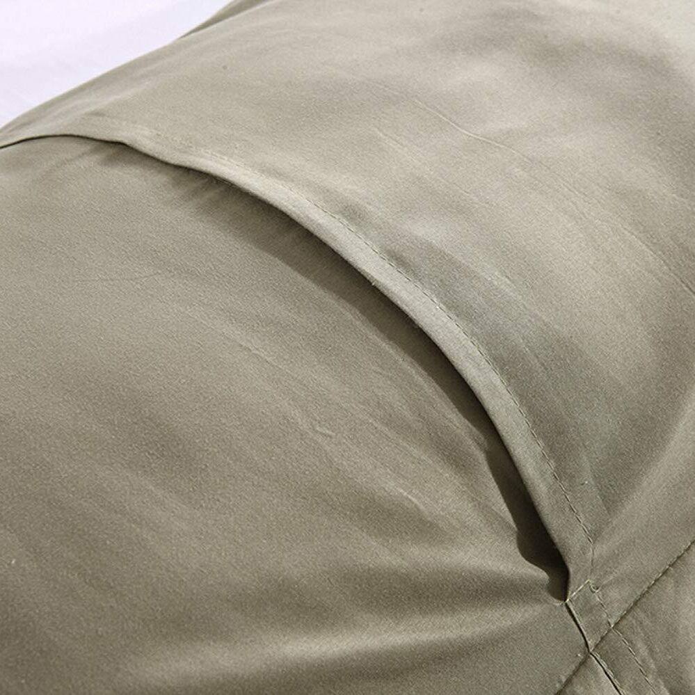 Left. MarCielo - 2-Pack Embroidered Solid Color Pillow Shams Polyester - Sage.