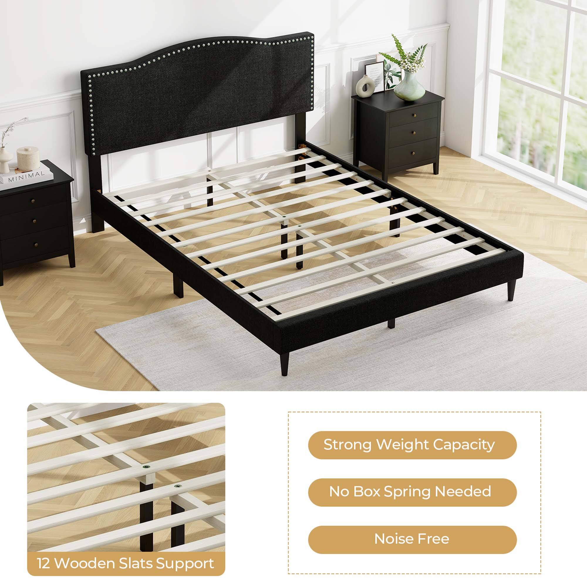 MINIMAL, Strong Weight Capacity, No Box Spring Needed, Noise Free, 12 Wooden Slats Support