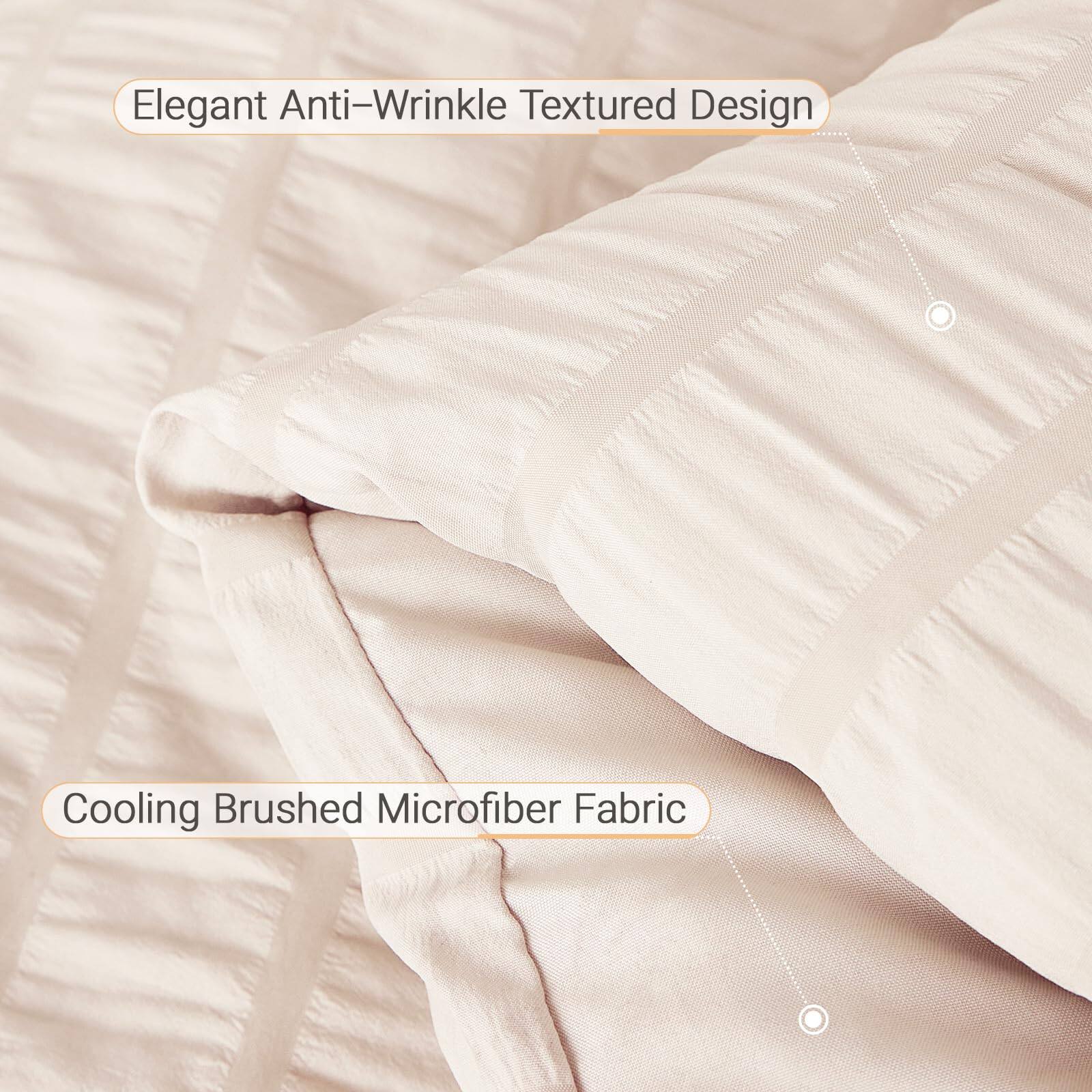 Elegant Anti-Wrinkle Textured Design  
Cooling Brushed Microfiber Fabric