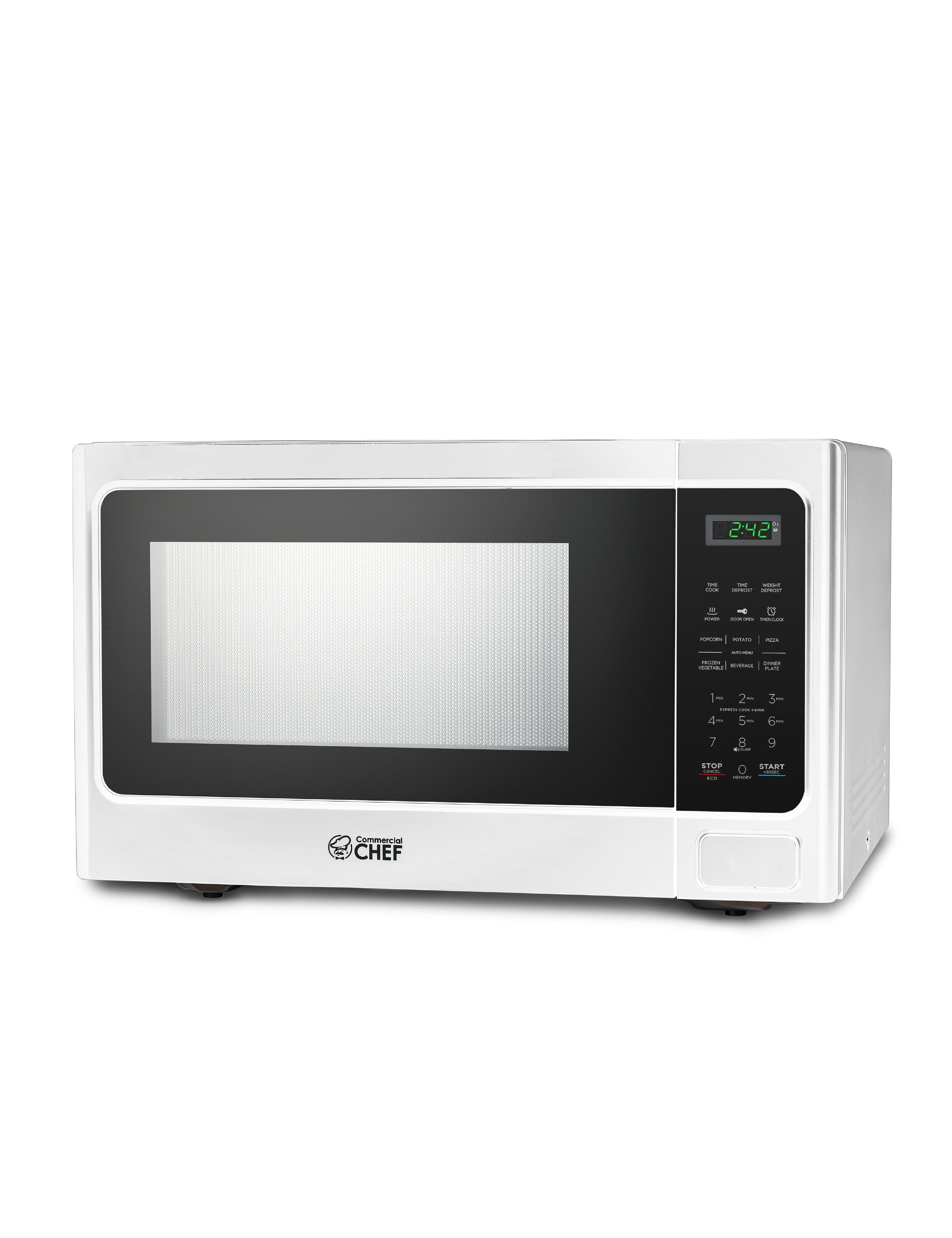 Commercial Chef - Microwave 1.3 Cu Ft with 10 Power Levels, Push Button Door Lock, Timer and Digital Controls - White