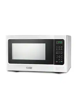 Commercial Chef - Microwave 1.3 Cu Ft with 10 Power Levels, Push Button Door Lock, Timer and Digital Controls - White