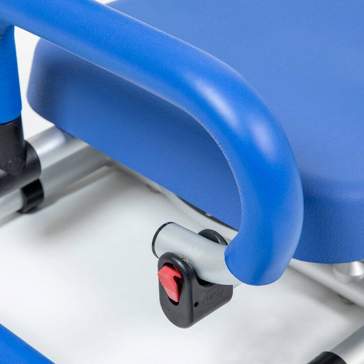 Alt View 3. iLIVING - ILG-628 Swivel Pivot Tub-Mounted Shower Chair with Padded Seat, Back & Arms, Adjustable Width for Bathtub Safety Support - Blue.