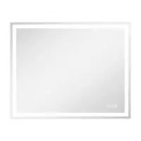 LOVMOR - 40 x 32 Inches Tempered Glass LED Bathroom Mirror with Anti-Fog & 3-Color Dimmable Lighting - Silver - Front_Zoom