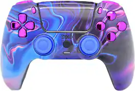Custom Controllerzz - Custom Wireless Controller for PS5 - Blue & Purple Swirl W/Purple Chrome Inserts