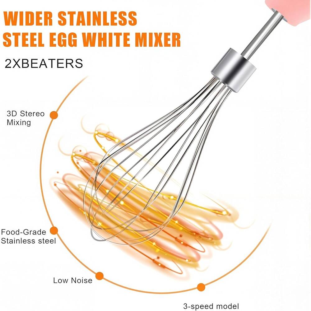 WIDER STAINLESS STEEL EGG WHITE MIXER  
2XBEATERS  

- 3D Stereo Mixing  
- Food-Grade Stainless steel  
- Low Noise  
- 3-speed model