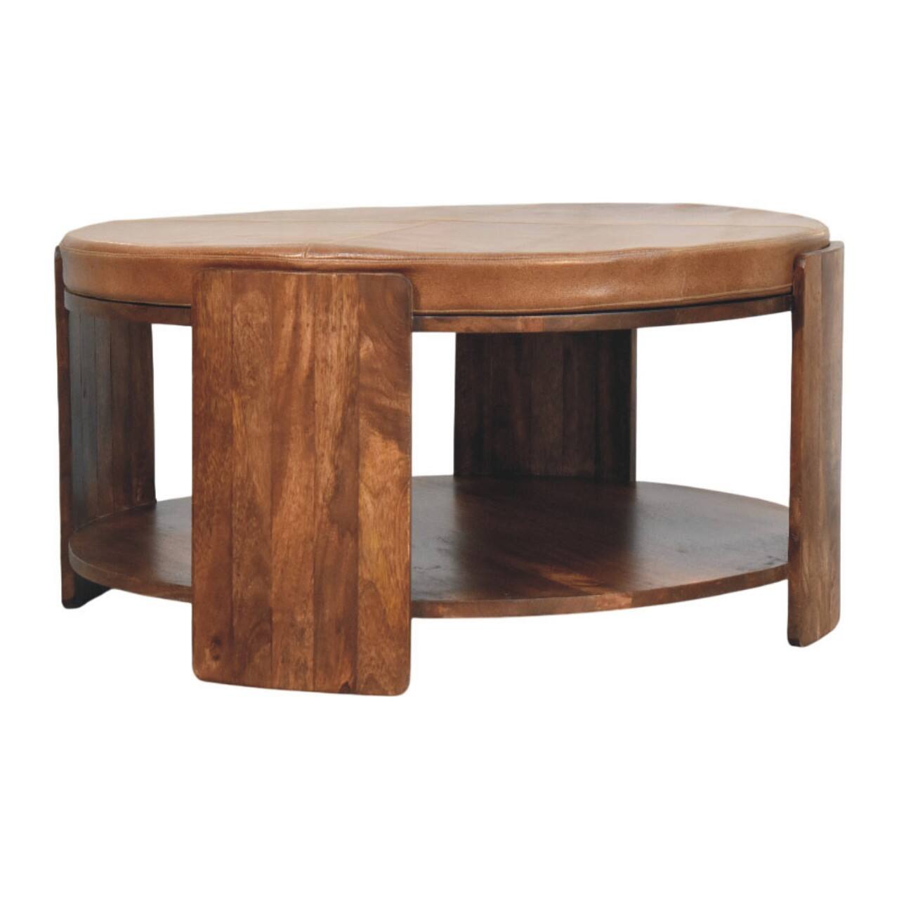 Angle. Artisan Furniture - Artisan Furniture Solid Wood Savoy Leather Coffee Table - Brown.
