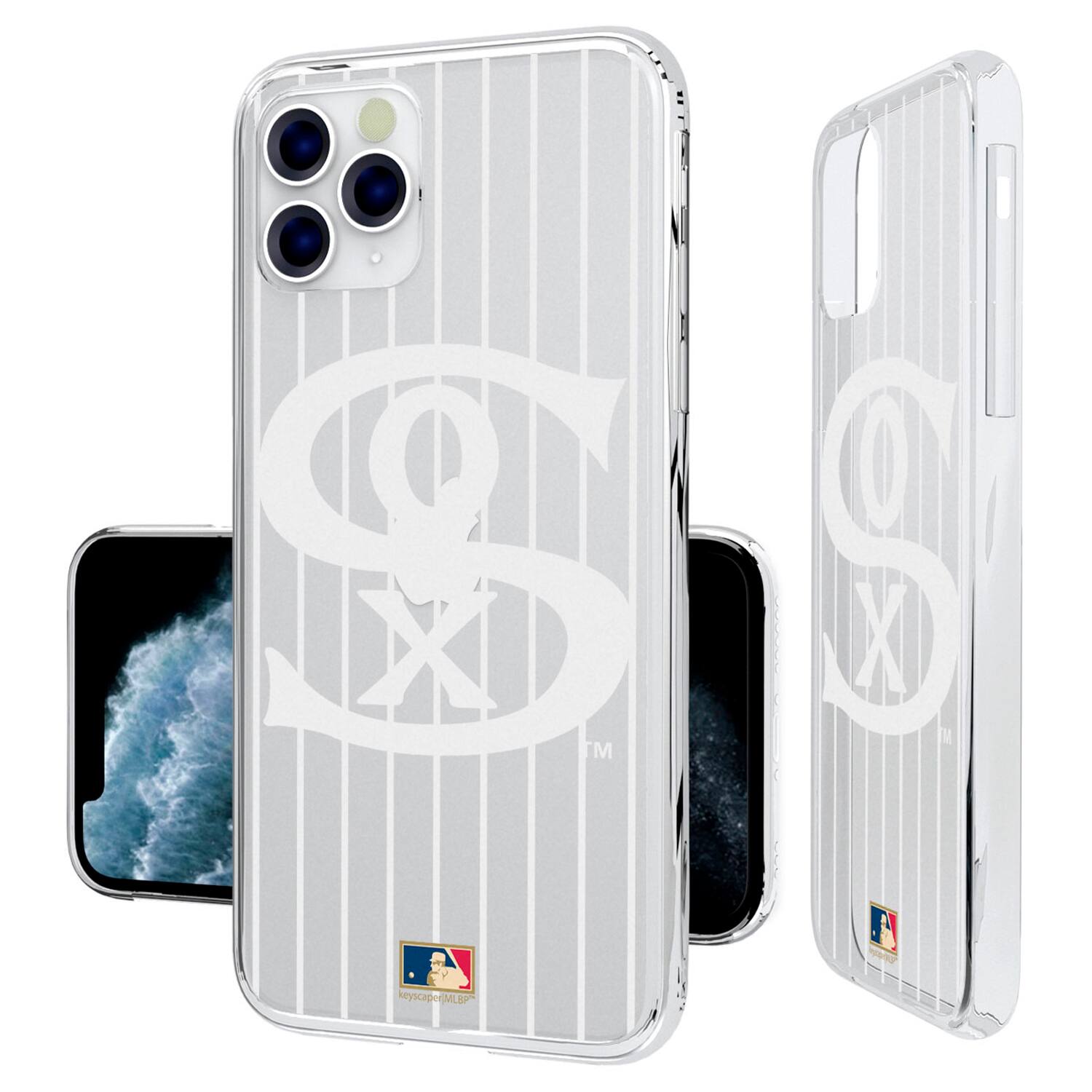 Alt View 2. Keyscaper - Chicago White Sox Cooperstown Pinstripe iPhone Clear Case - 16 Pro Max - Multicolor.