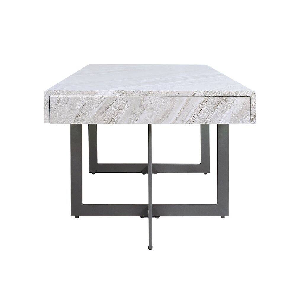 Alt View 2. Furniture of America - Vasket Contemporary Metal 2-Drawer Coffee Table - Grey.