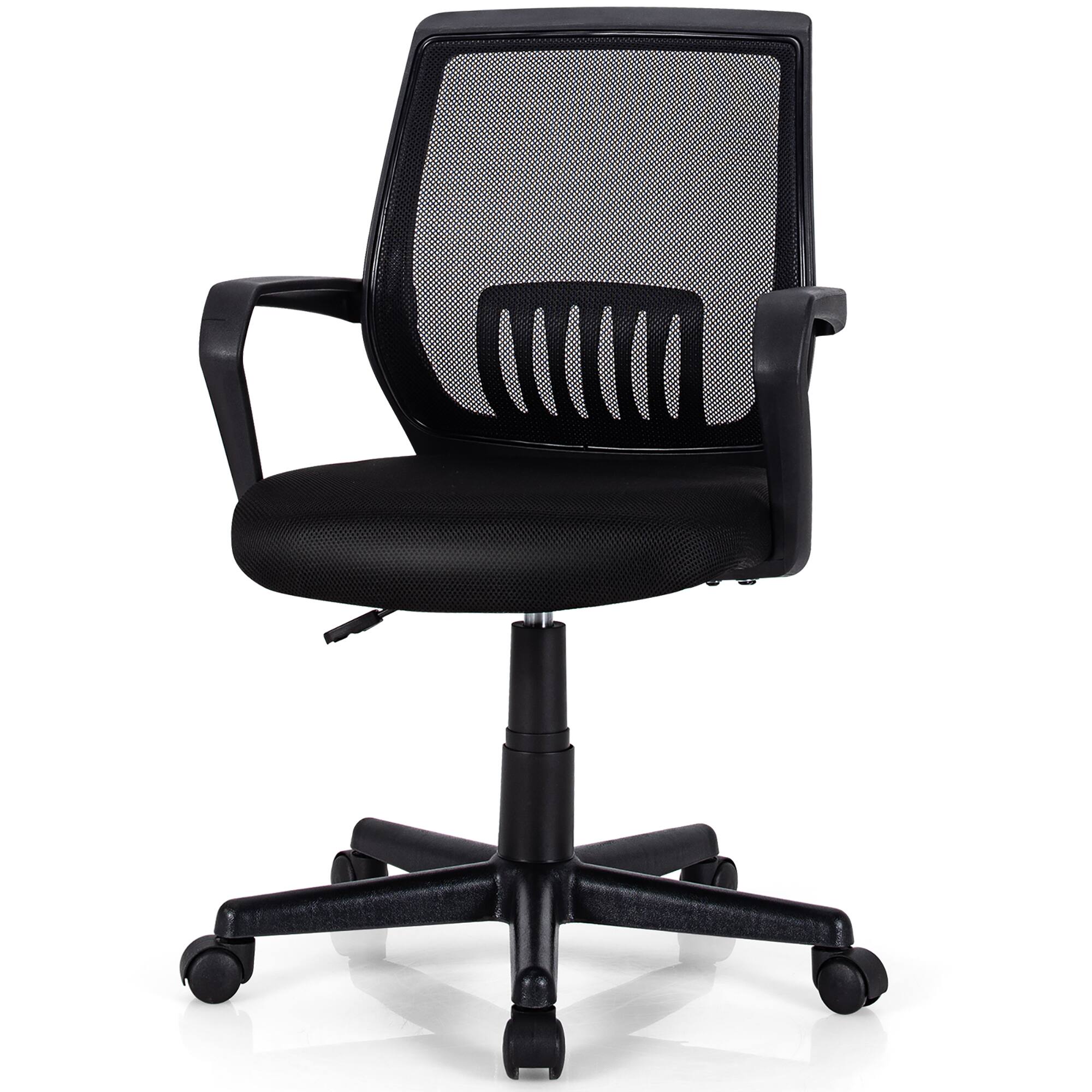 Alt View 20. Costway - Mid-Back Mesh Office Chair with Adjustable Height and Lumbar Support - Black.