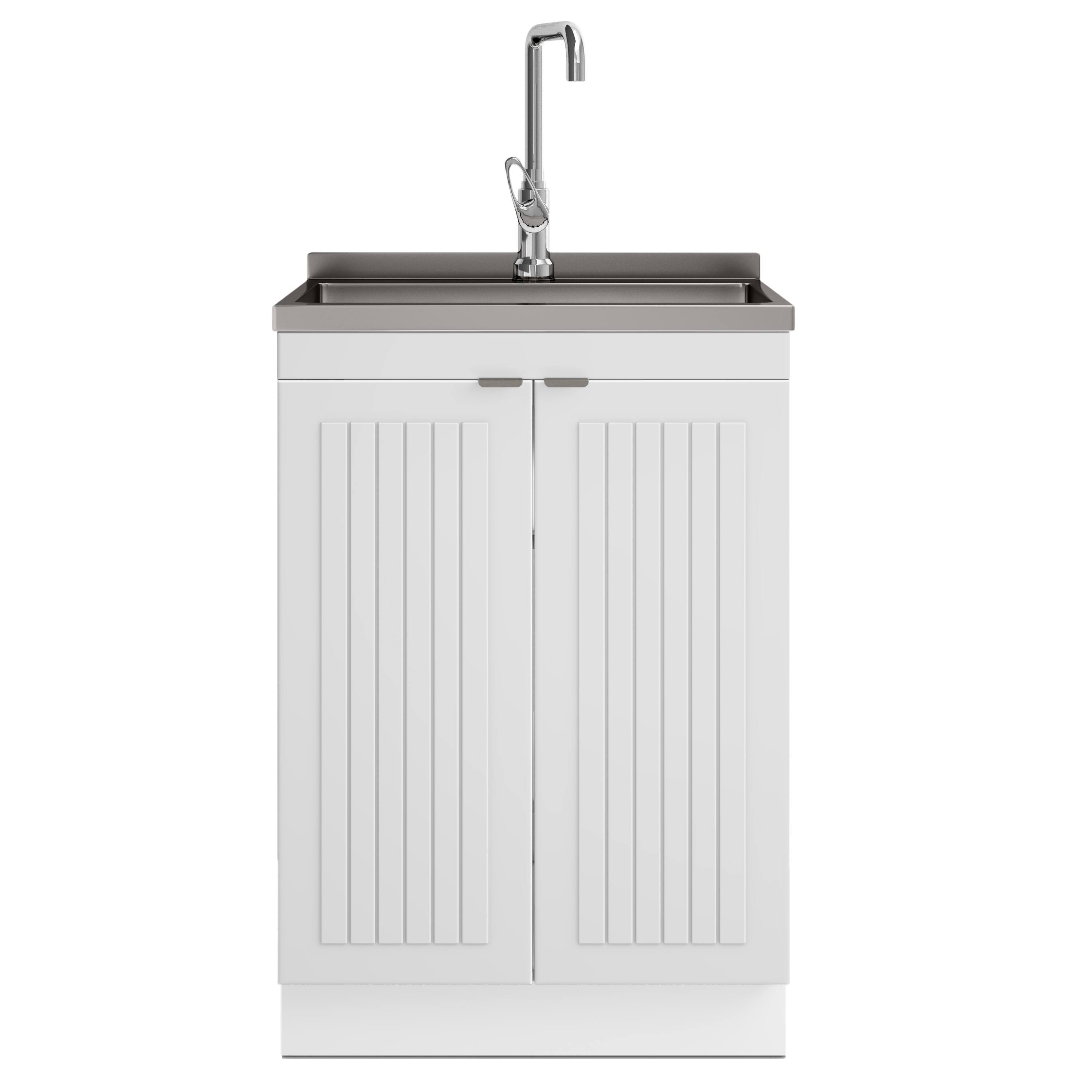 Left. Simpli Home - Murphy All-In-One 24-inch Laundry Utility Sink and Cabinet - Pure White.