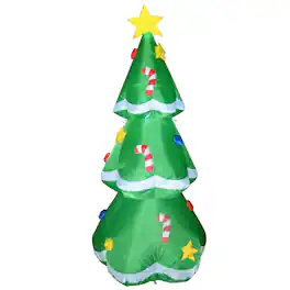 GOOSH Inflatables - GOOSH 5 FT Christmas Inflatables Tree Outdoor Decorations with Built-in LEDs - Green