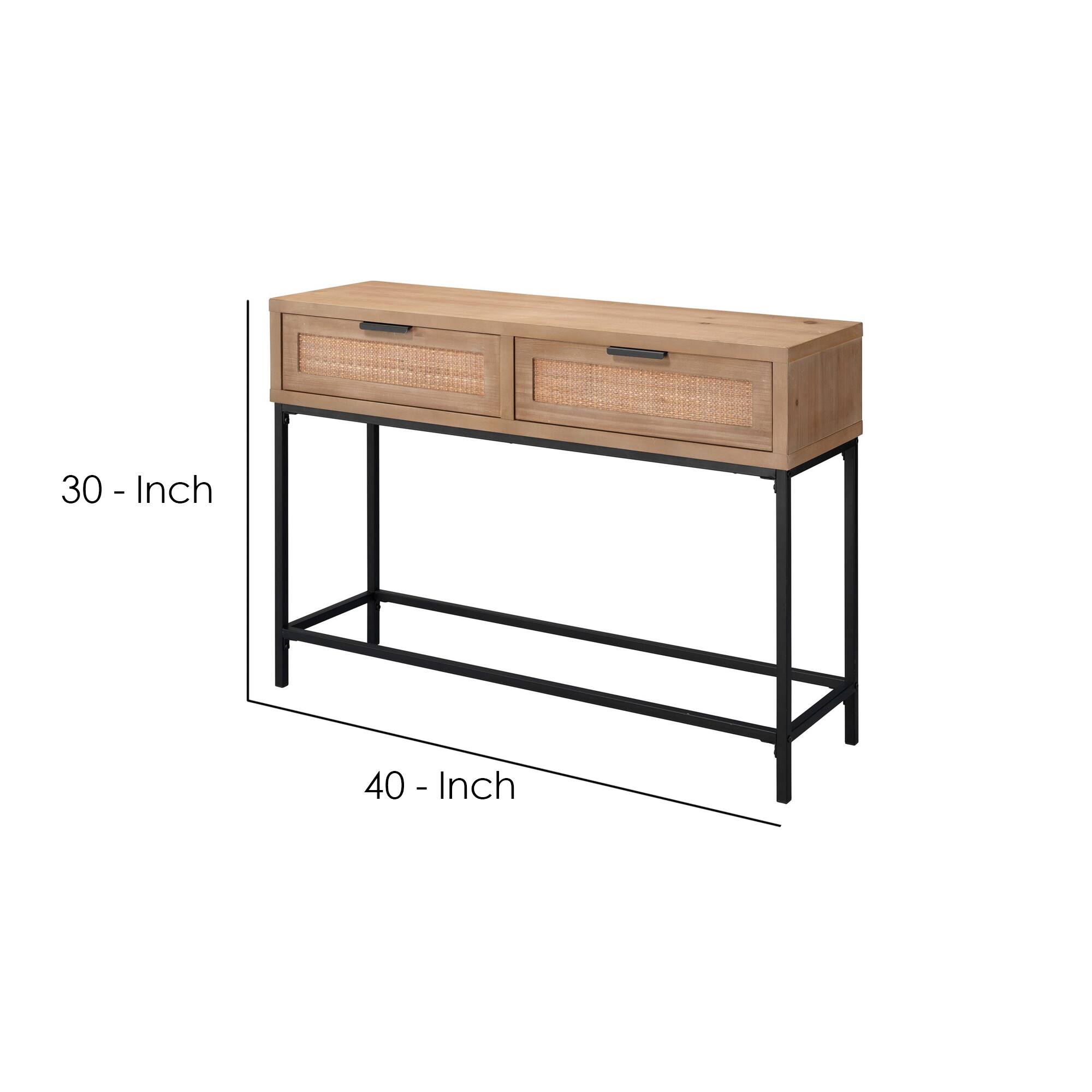 Manhattan Lane Console Table with Woven Rattan Front Drawers Brown ...