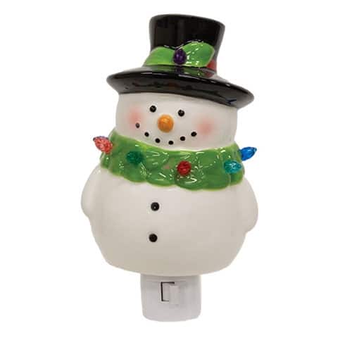 BreeBe - Ceramic Tophat Snowman Nightlight - Multicolor