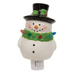 BreeBe - Ceramic Tophat Snowman Nightlight - Multicolor