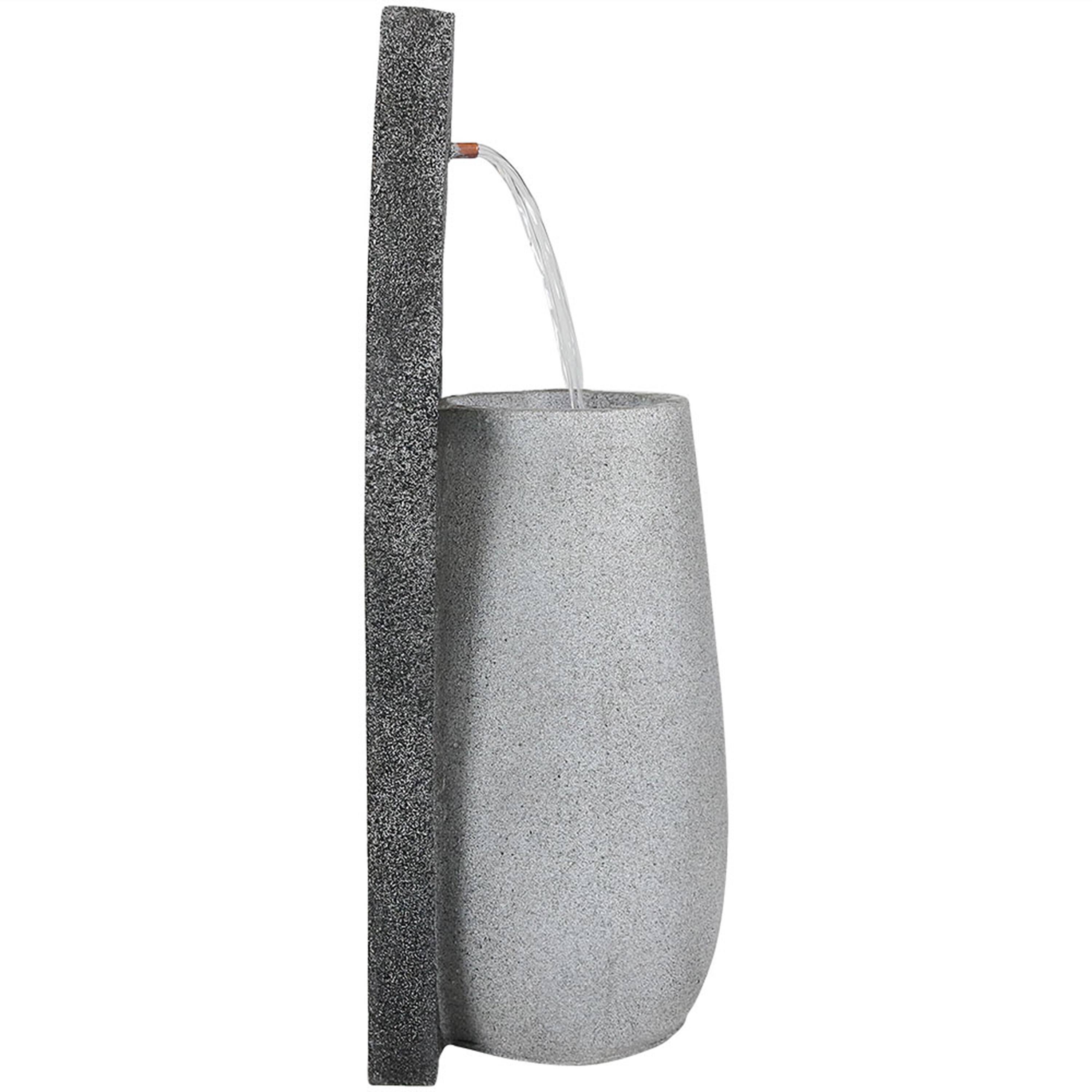 Alt View 6. Sunnydaze - Three Stream Monterno Water Fountain with LED Lights - 35 in - Grey.