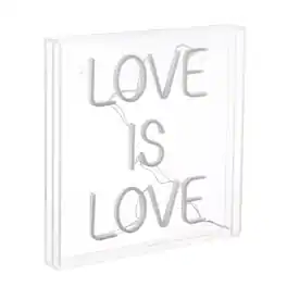 Jonathan Y - Love Is Love 15" Square Contemporary Glam Acrylic Box USB Operated LED Neon Light, Multi-Colored - Yellow/White/Pink