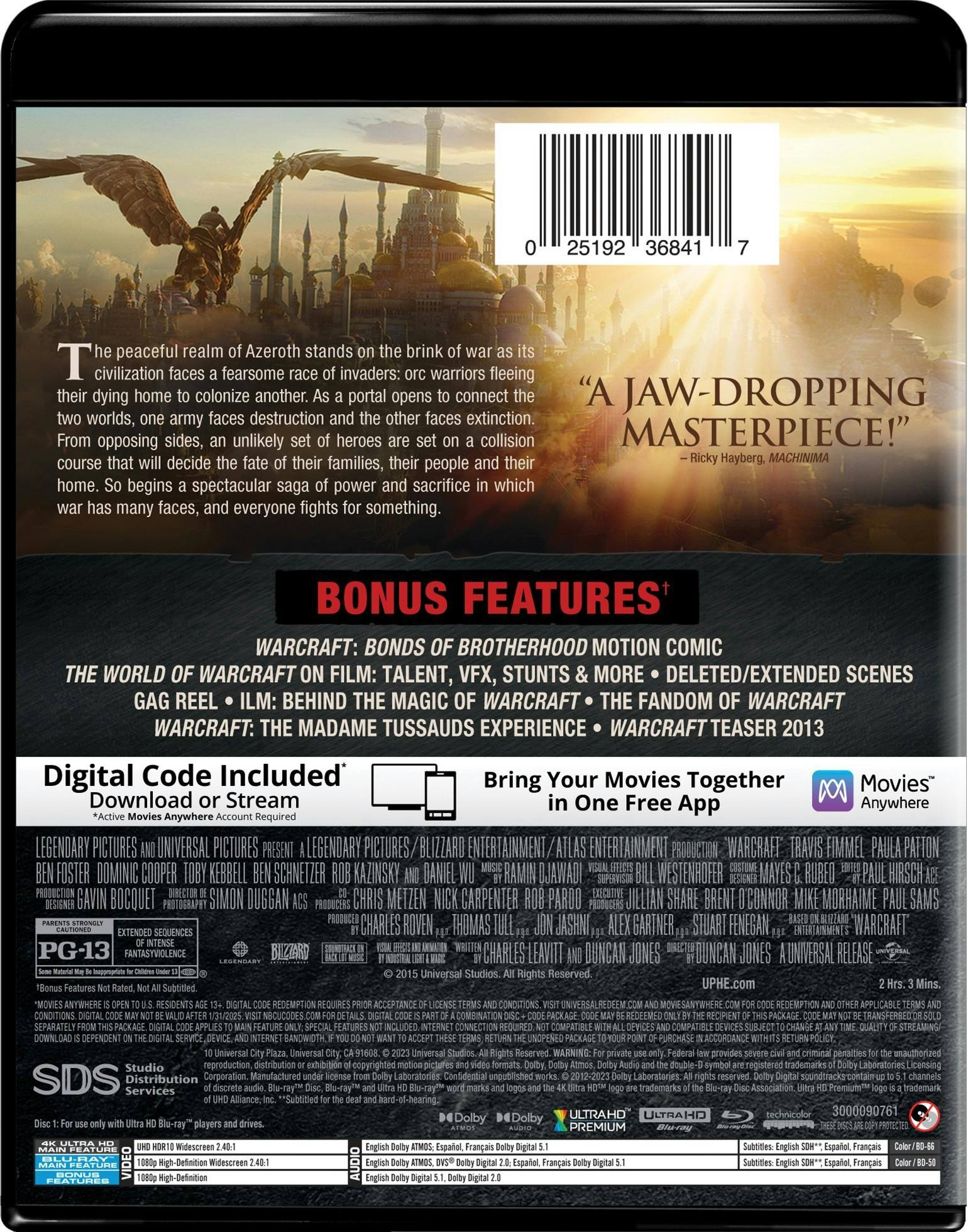 Back. Warcraft   - 4K Blu-Ray.