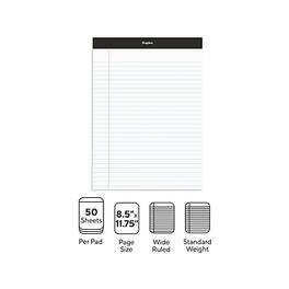 Staples - Notepad, 8.5" x 11.75", Wide Ruled, 50 Sheets/Pad, 72 Pads/Pack - White