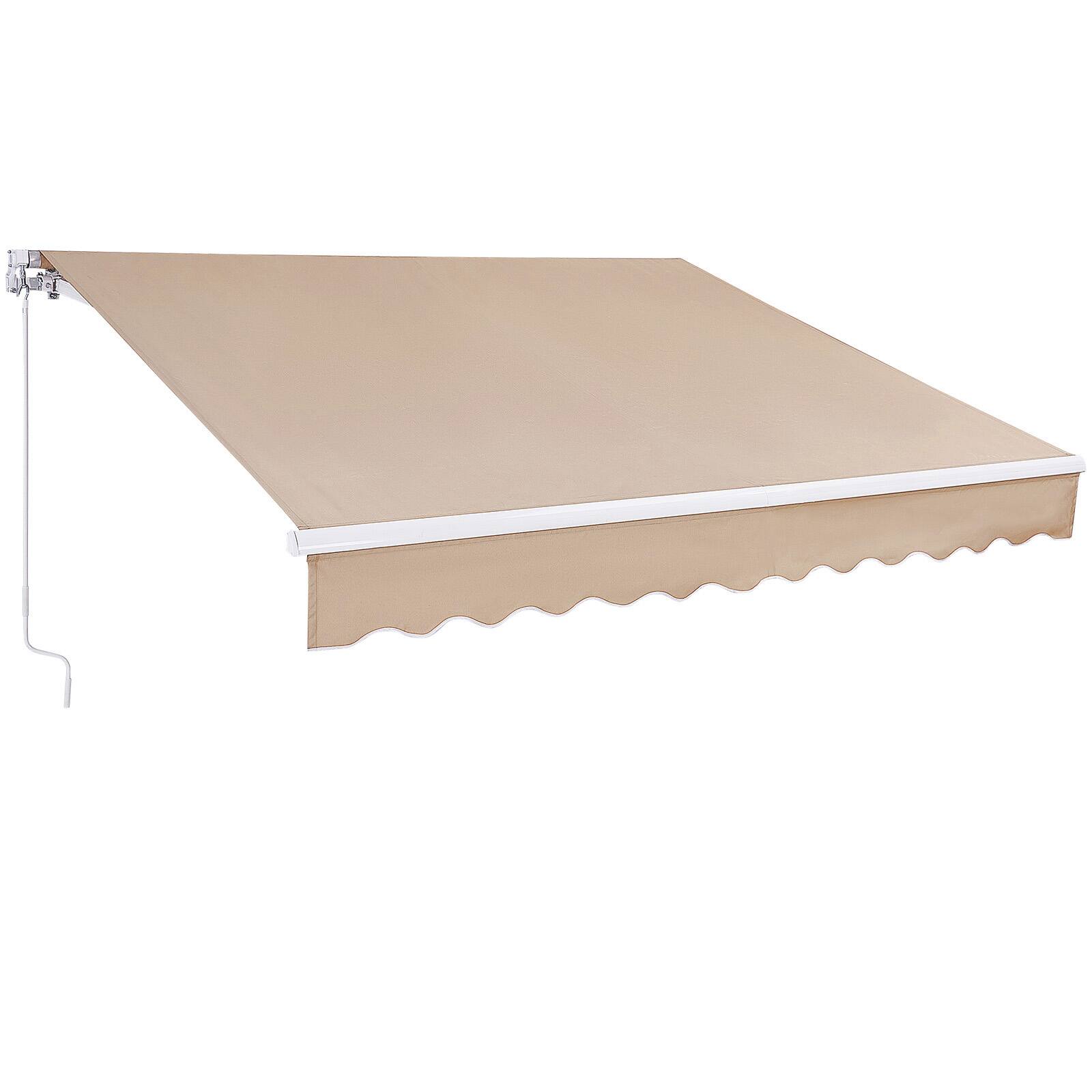 Front. VEVOR - Manual Retractable Awning, 12 x 10 ft Outdoor Patio Awning Retractable Sun Shade, Water-Resistant Sunshade Shelter - Khaki.