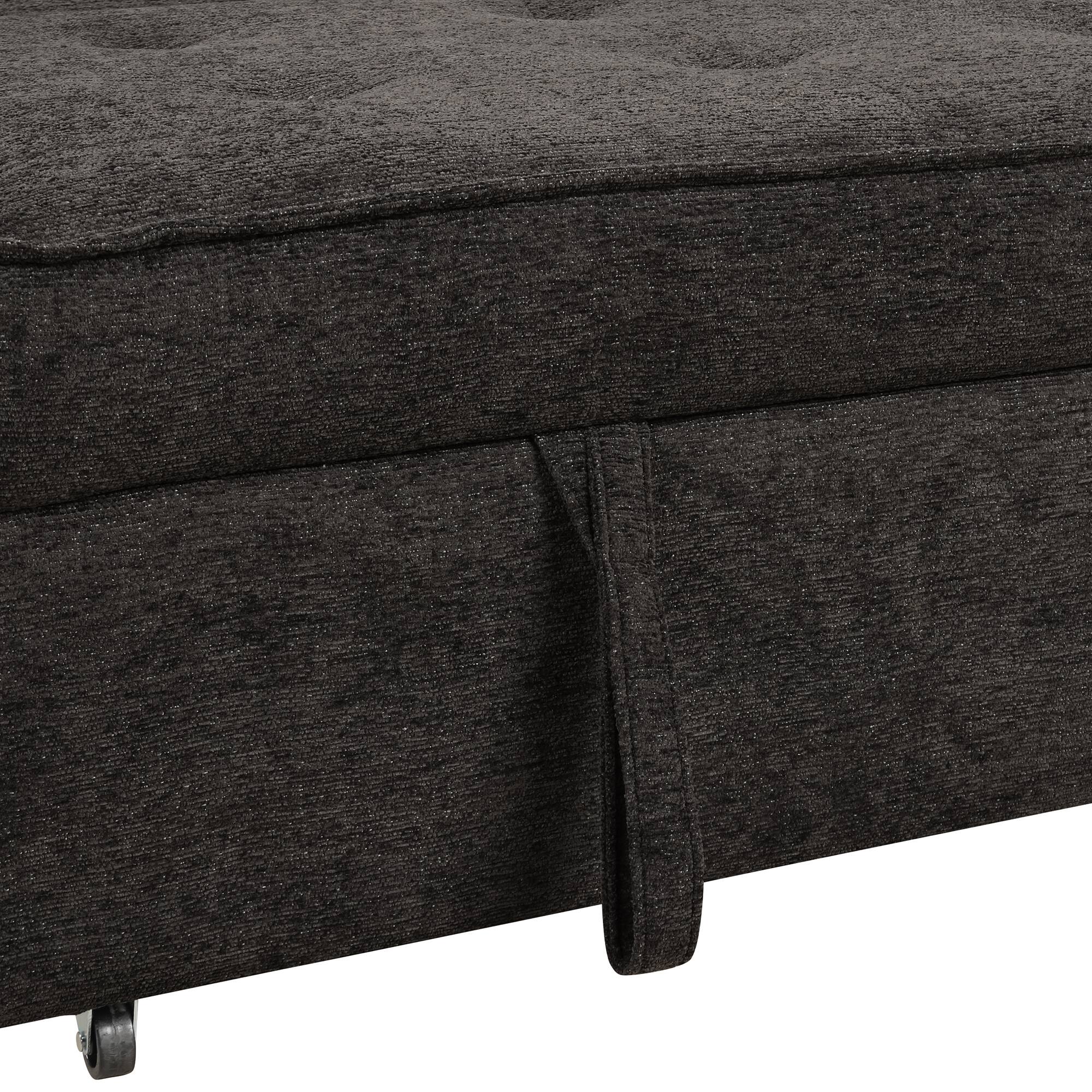 Alt View 5. LUCKY ONE - 104.5" L-Shape Reversible Pull-Out Sleeper Sectional Sofa with Storage Chaise & 2 Stools - Charcoal grey.