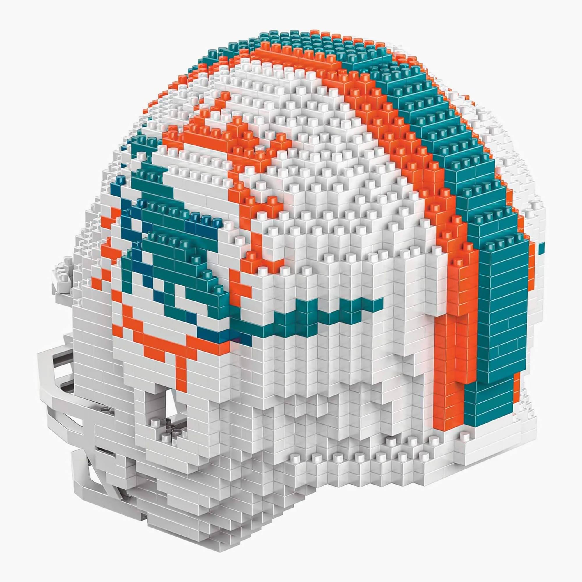 Alt View 4. Forever Collectibles - Miami Dolphins NFL FOCO BRXLZ Helmet Building Block Set - White.