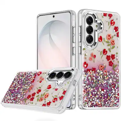 Front. Kitcheniva - Cute In Mold Design Metallic Button Case With Tempered Glass For Samsung S26 FE E - Multicolor.