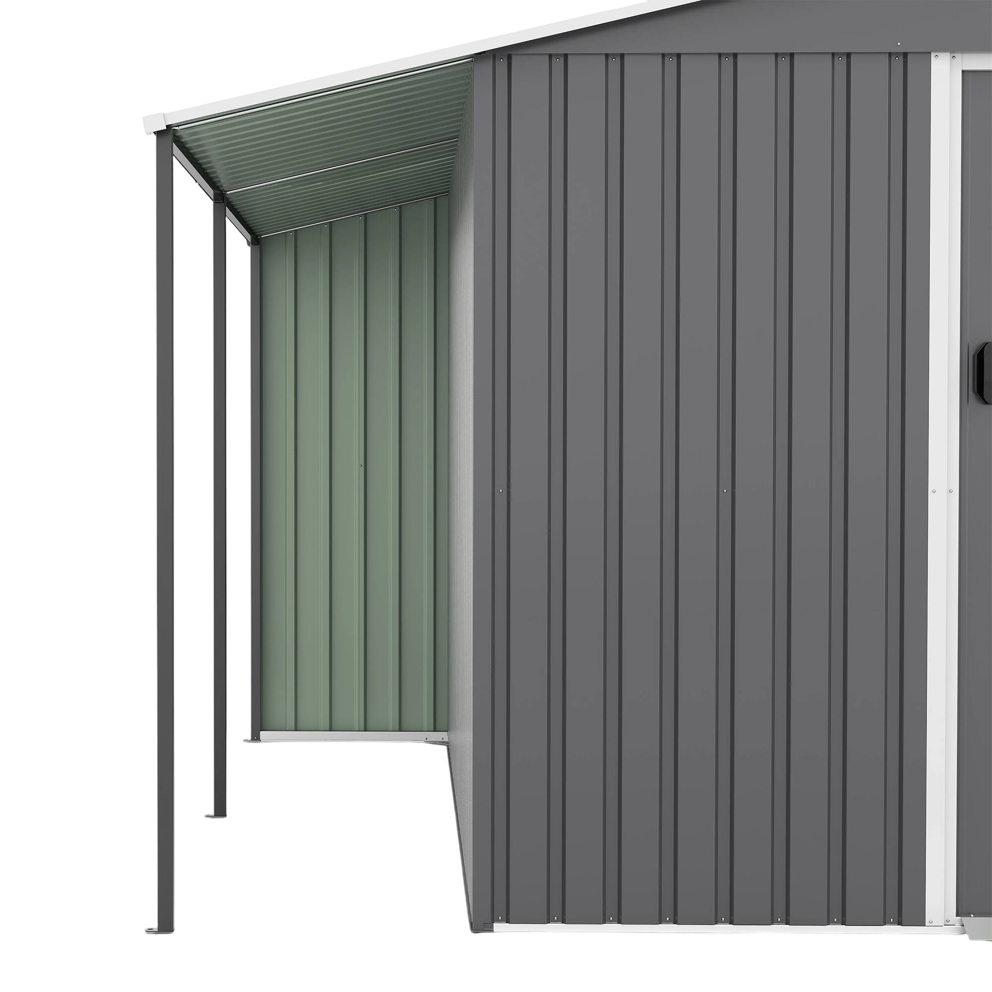 Alt View 7. Mondawe - 10x12 Ft Outdoor Storage Shed with Dual-Zone Design for Tools and Firewood and Window - Dark Gray.