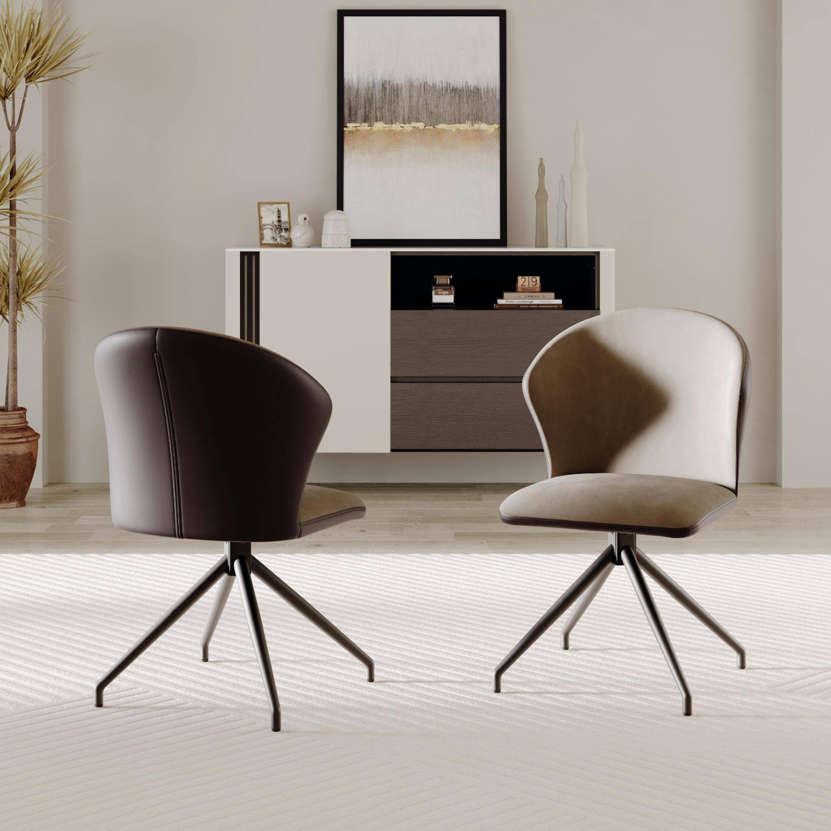 Back. POVISON - Modern Upholstered Dining Chairs Set of 2, Accent Chairs for Living Room & Bedroom Home Office Chairs, Coffee & Brown - Coffee & Brown.