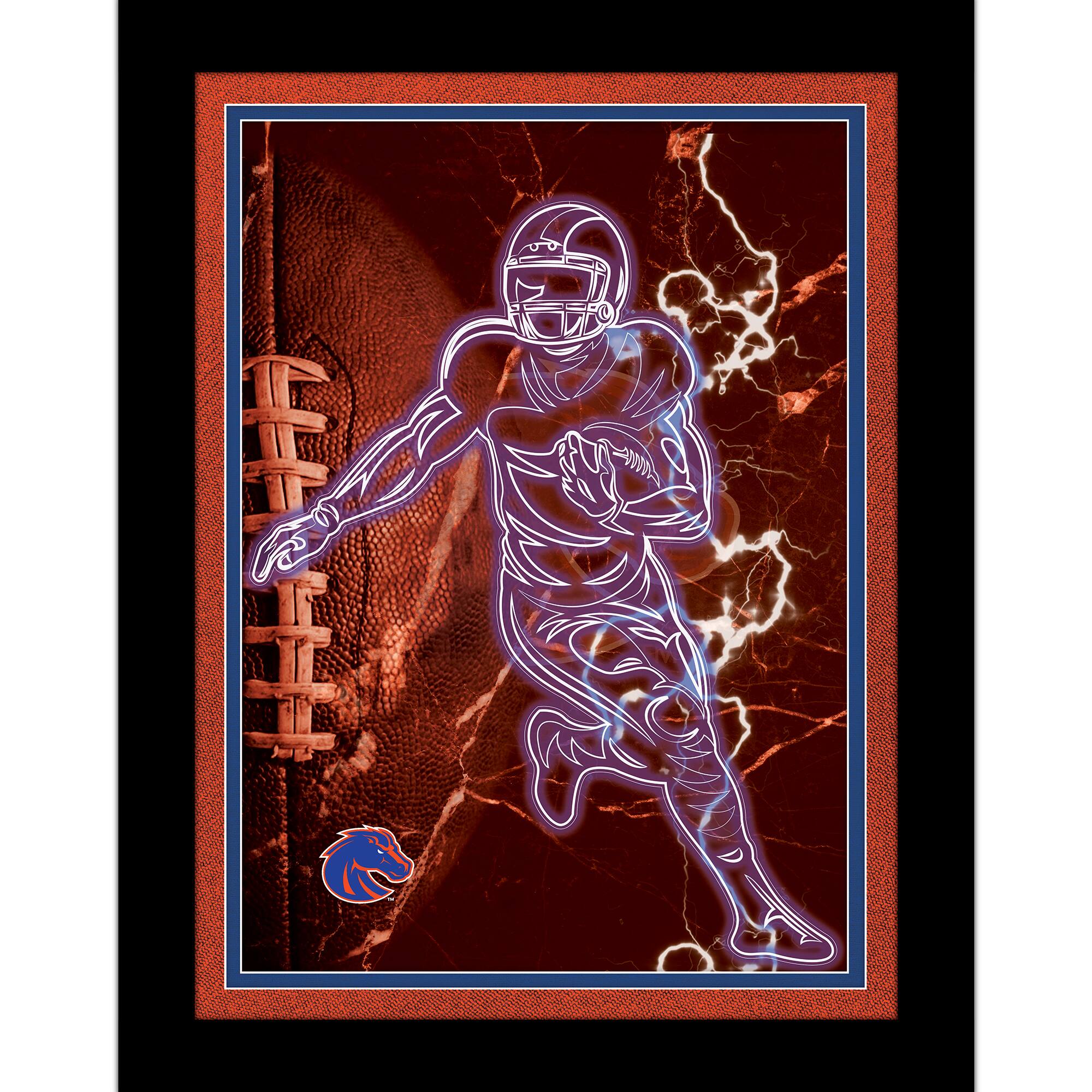 Black Boise State Broncos 12'' x 16'' Framed Neon Player Print