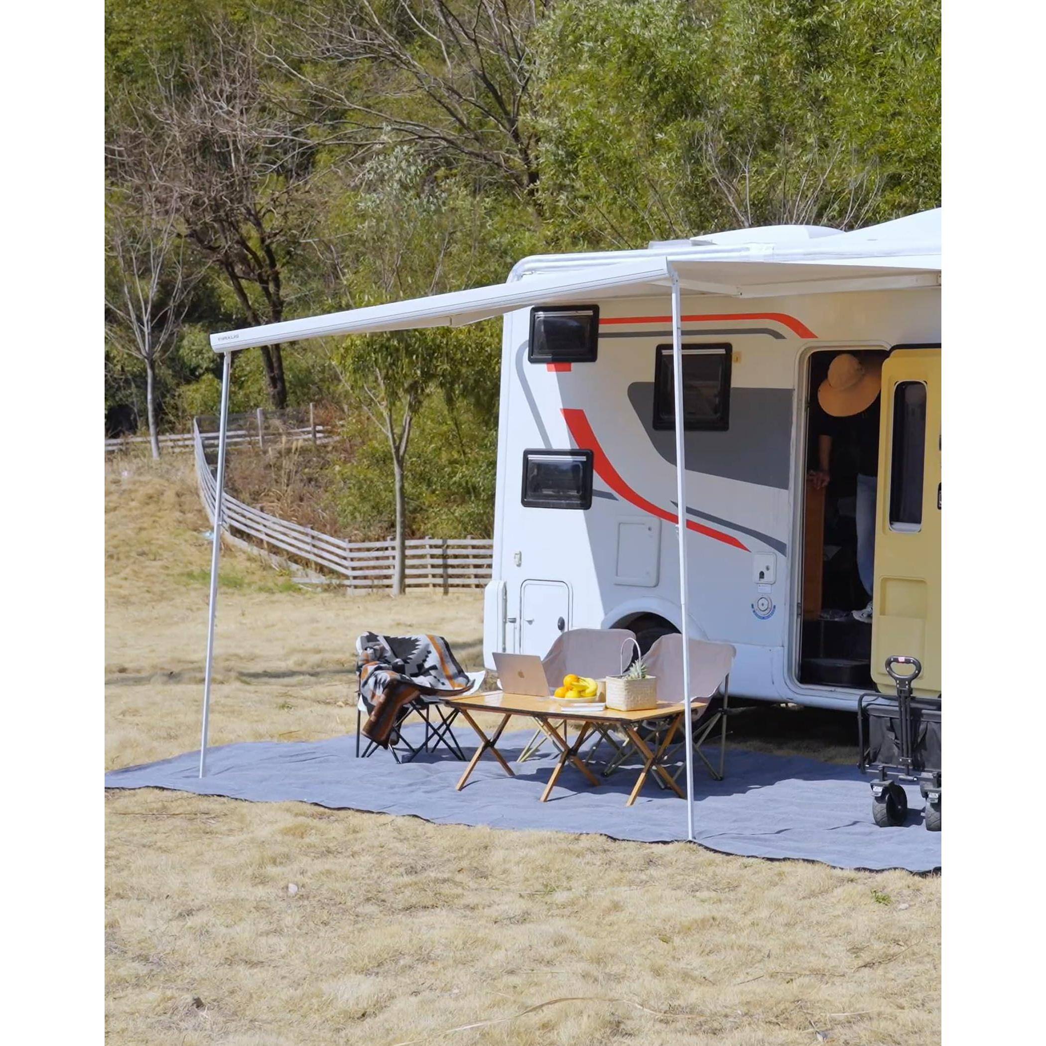 Alt View 3. Reds Spade - Awning Carpet Hdpe Camping Outdoor Rug With Eyelets Nails Broom For Rv Patio Backyard Picnic Beach Trailer ... - Blue Grey-6' x 9' (Square).