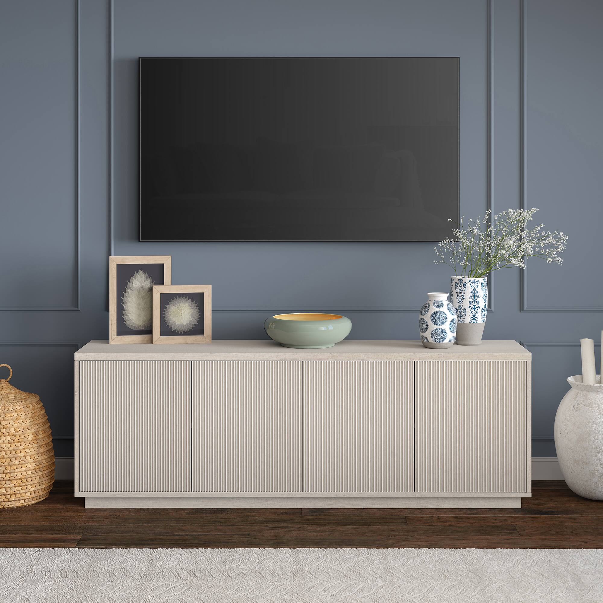 Alt View 1. Hudson&Canal - Hanson TV Stand for Most TVs up to 75" - Alder White.