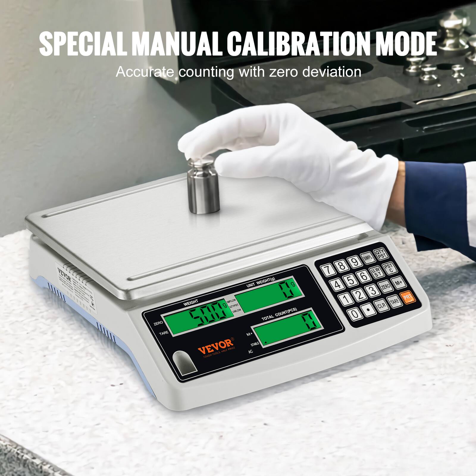 SPECIAL MANUAL CALIBRATION MODE  
Accurate counting with zero deviation  

VEVOR  
5000  
19  
1