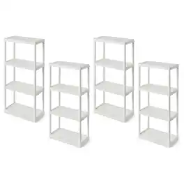 Gracious Living - 4 Shelf Fixed Height Light Duty Storage Unit, White (4 Pack) - 4 Shelf - White
