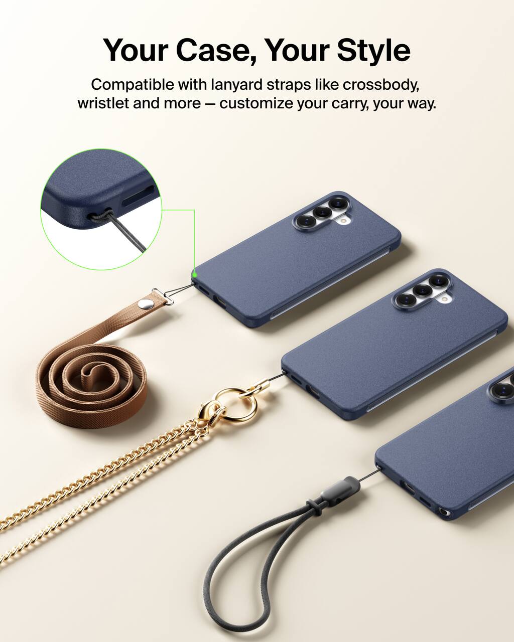 Your Case, Your Style

Compatible with lanyard straps like crossbody, wristlet and more – customize your carry, your way.