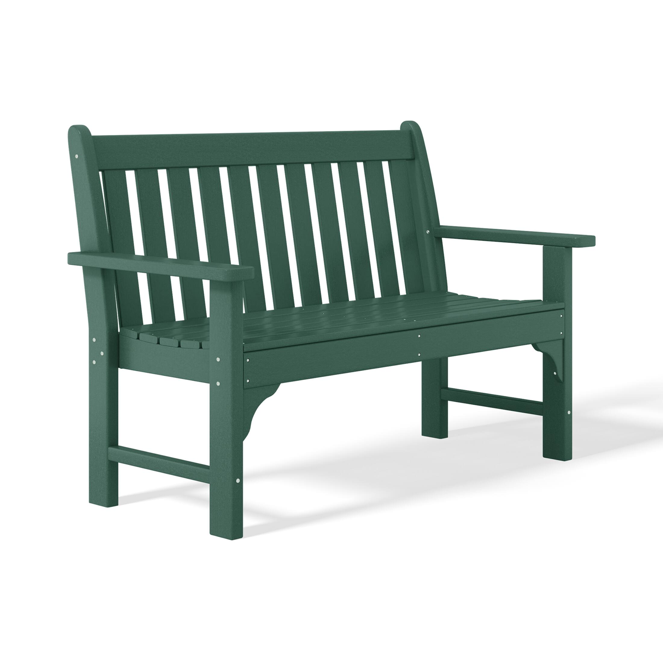 Left. WestinTrends - WestinTrends Malibu Outdoor 2-Person All-Weather HDPE Front Porch Garden Bench - Dark Green.