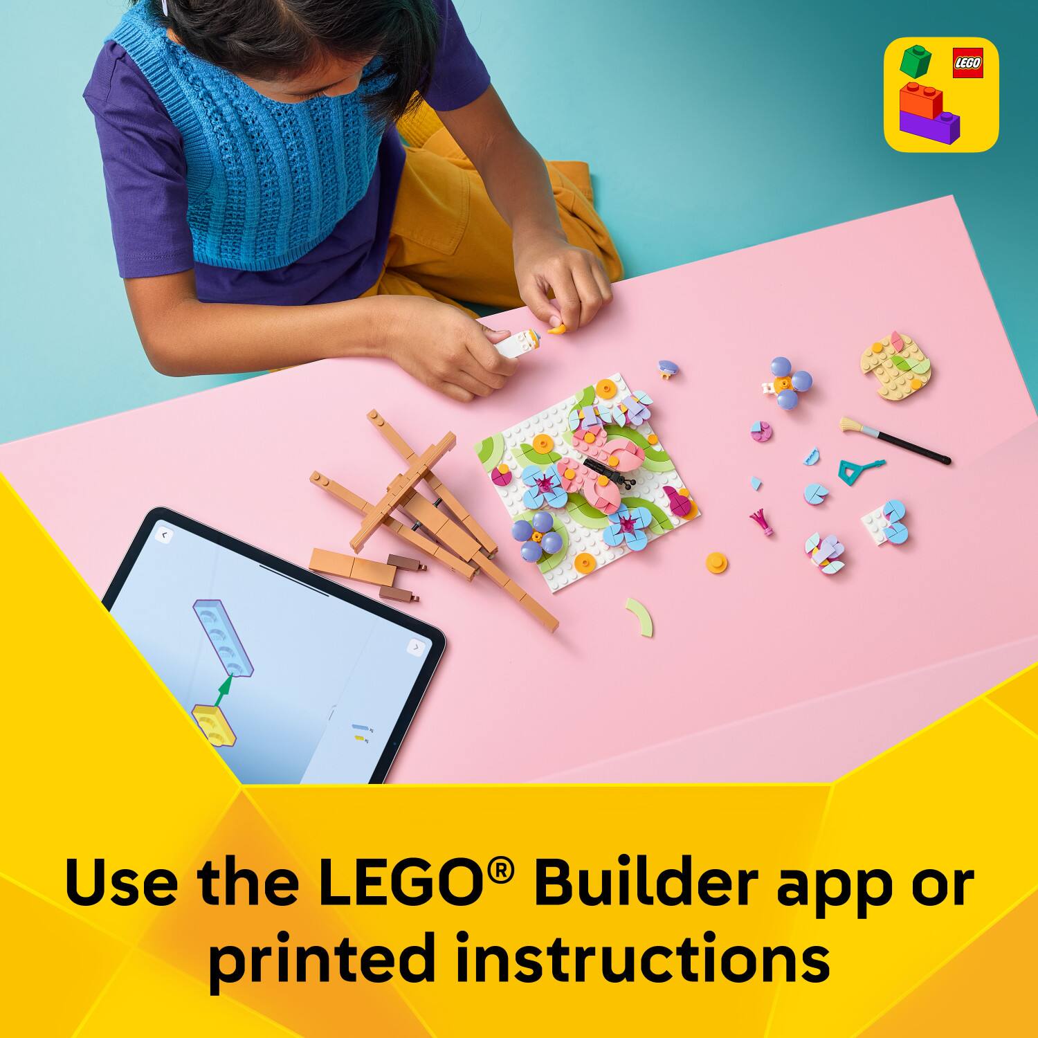 Use the LEGO® Builder app or printed instructions