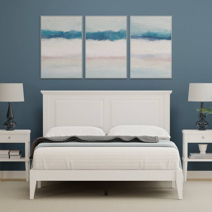 Back. Hivvago - Hivvago Queen Traditional Solid Oak Wooden Platform Bed Frame with Headboard - White.