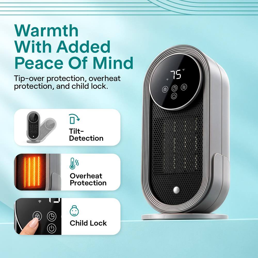Warmth With Added Peace Of Mind  
Tip-over protection, overheat protection, and child lock.

75  
Tilt- Detection  
Overheat Protection  
Child Lock
