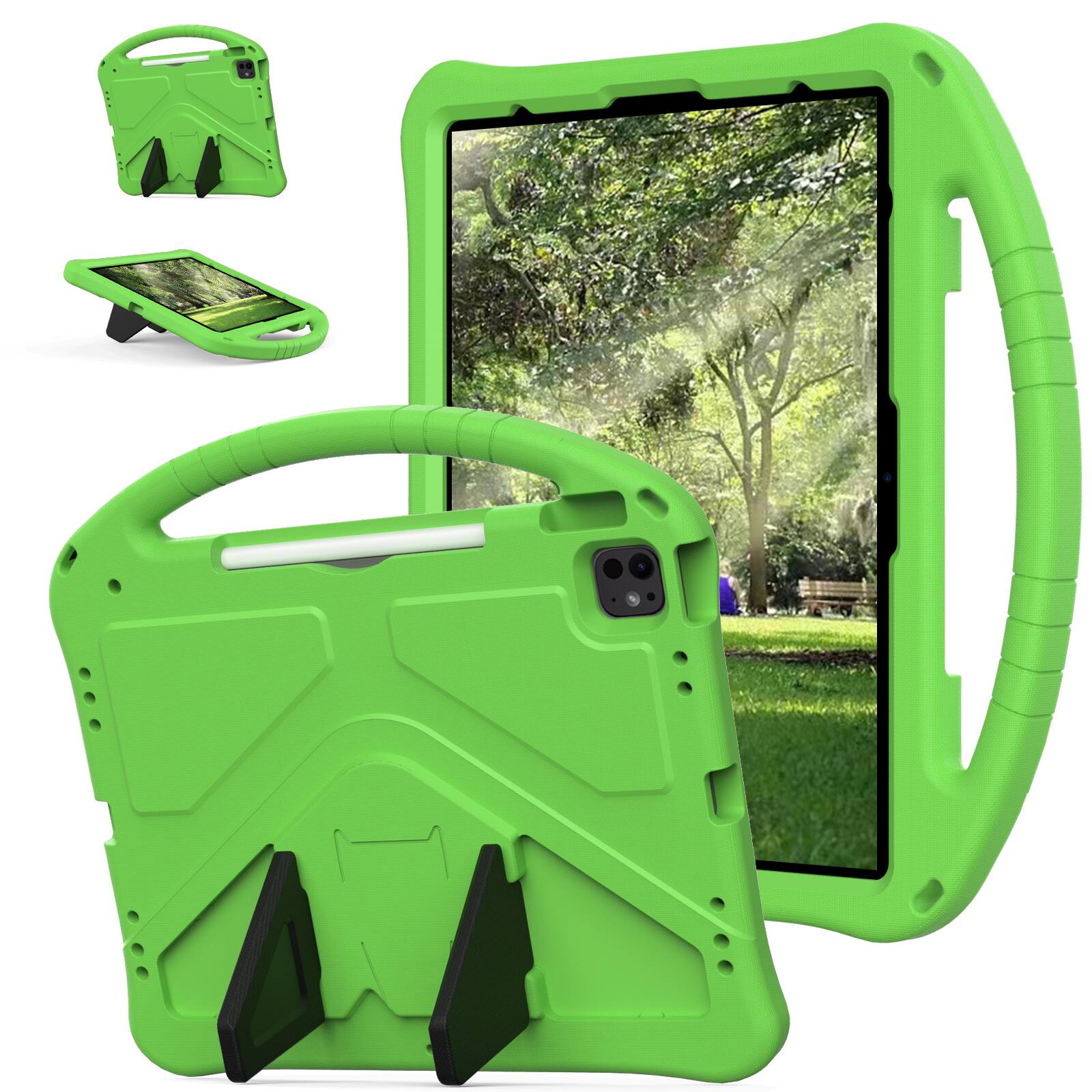 Front. Dteck - For iPad Air 11'' (M4)2026/(M3)2025/ (M2)2024 & iPad Pro 11'' (M5) 2025/(M4) 2024 Shockproof EVA Handle Stand Kids Case - Green.