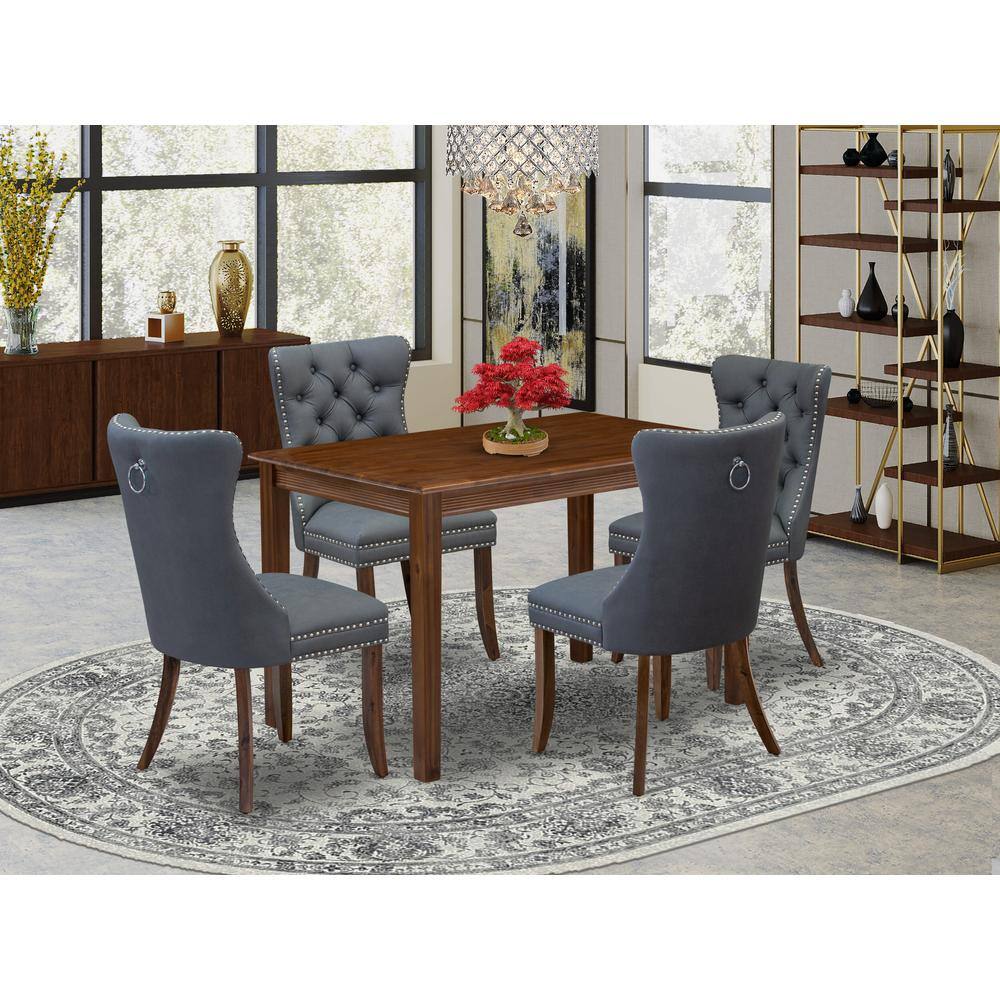 Alt View 3. East West Furniture - 5 Piece Dinette Set Consists of a Rectangle Dining Room Table - Grey.