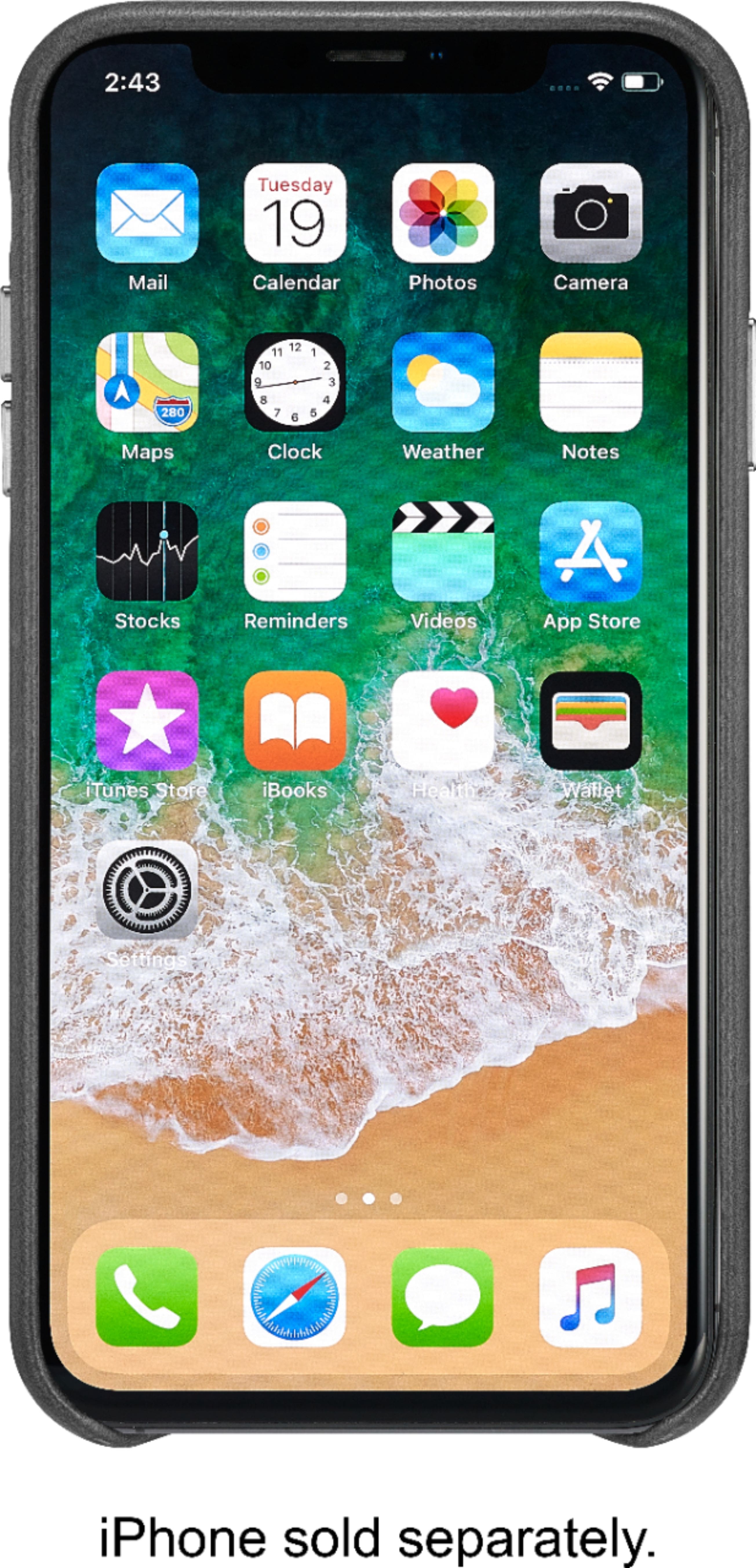 Alt View 2. Platinum™ - Leather Wallet Case for Apple® iPhone® XS Max - Charcoal.