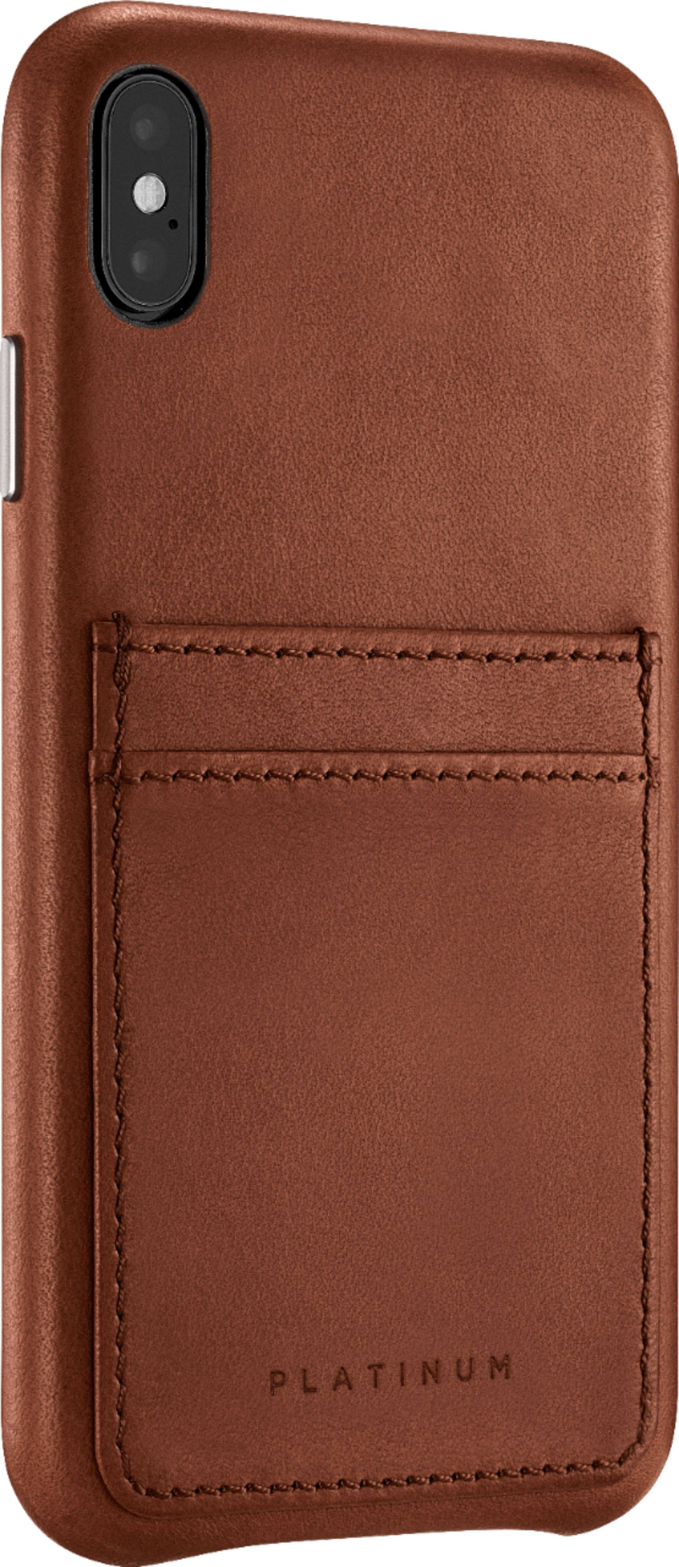 Angle. Platinum™ - Leather Wallet Case for Apple® iPhone® XS Max - Papaya.