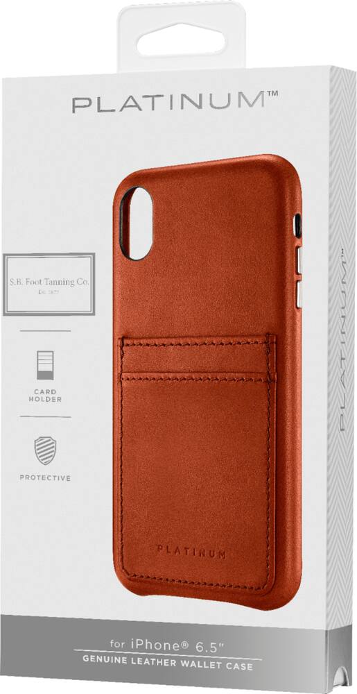 leather wallet case for apple iphone xs max - papaya