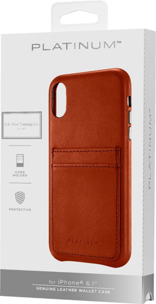 leather wallet case for apple iphone xr - papaya