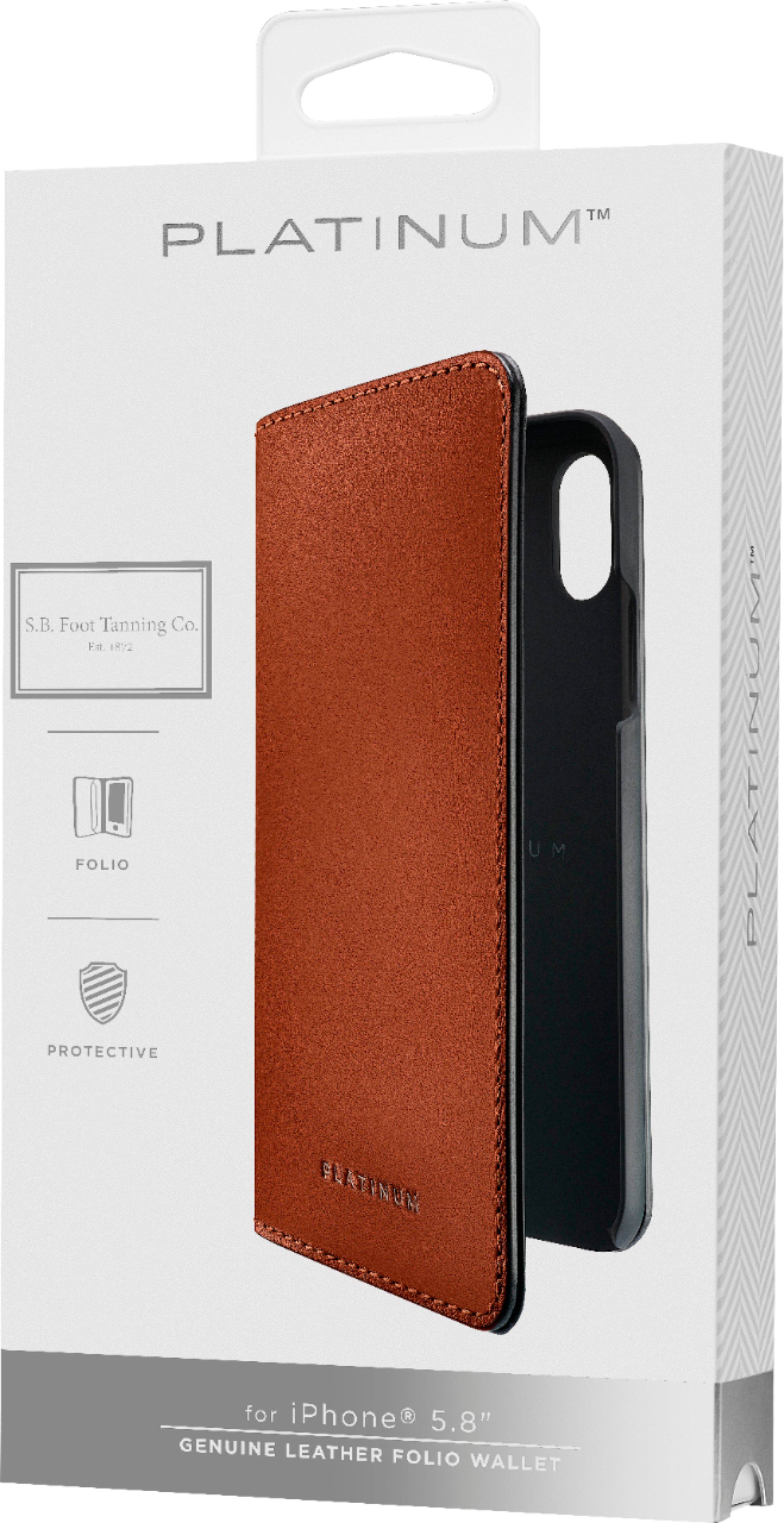 leather folio case for apple iphone x and xs - papaya