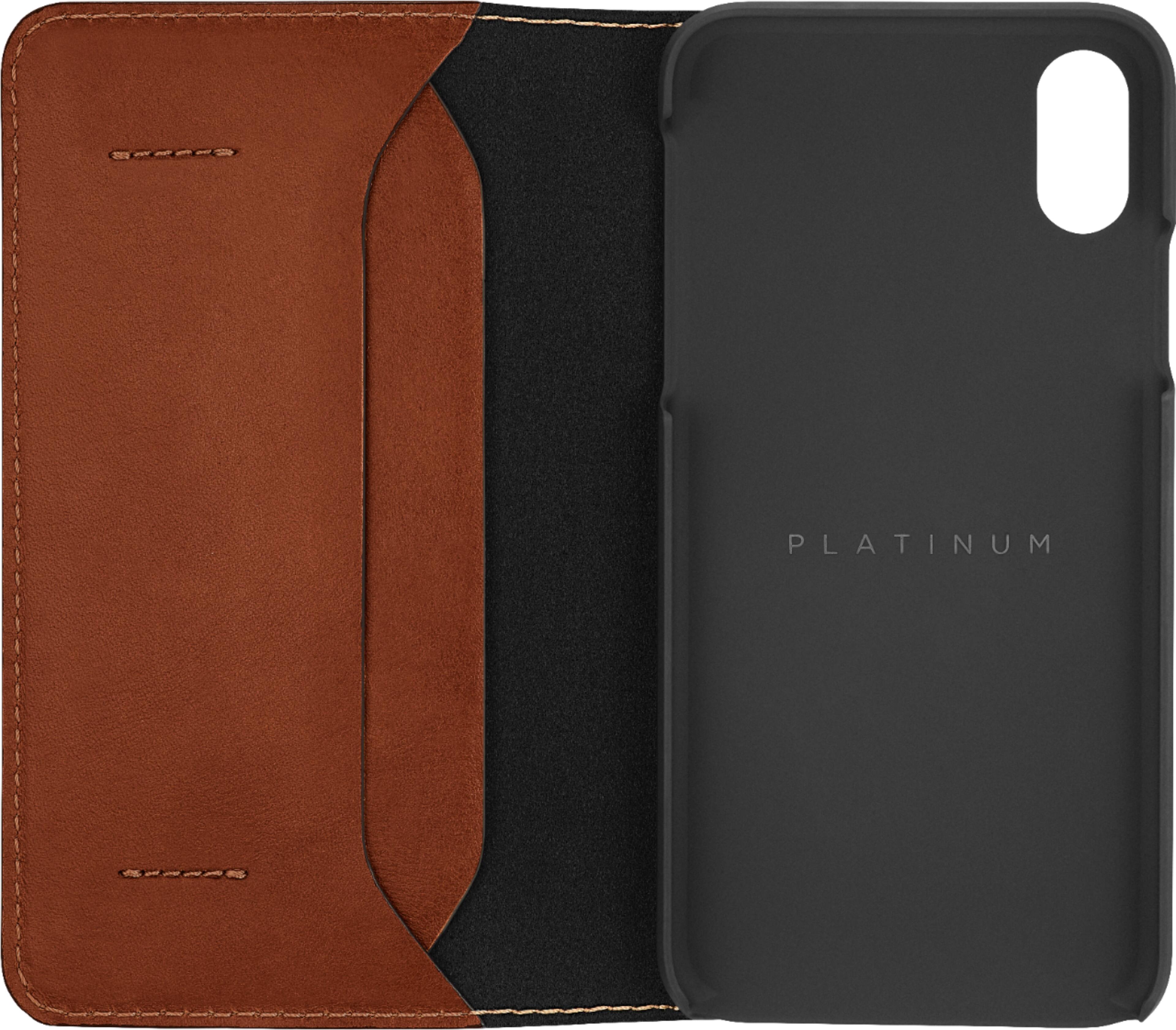leather folio case for apple iphone x and xs - papaya