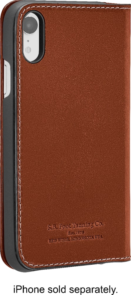 leather folio case for apple iphone xr - papaya